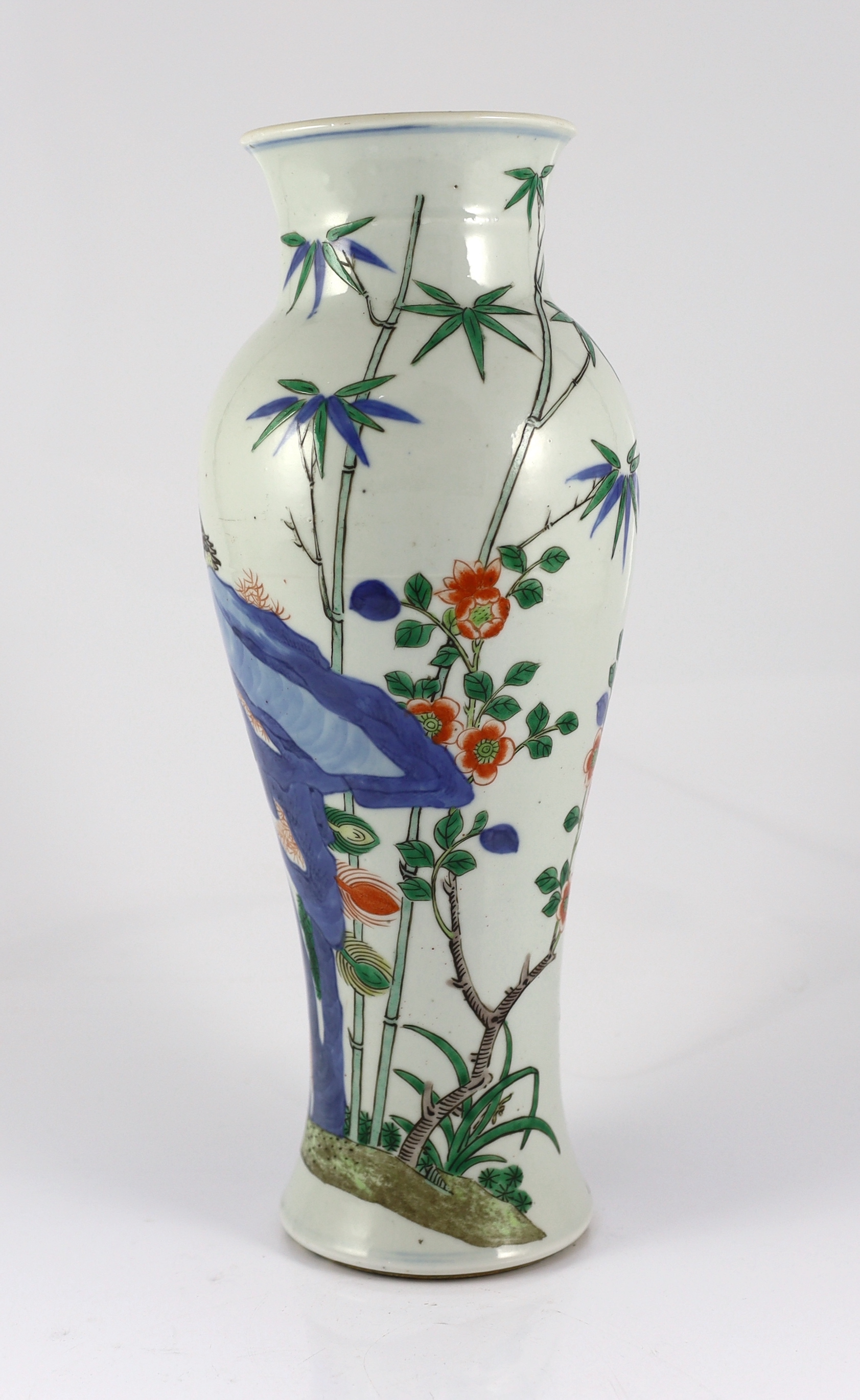 A Chinese wucai ‘phoenix’ baluster vase, late 19th century